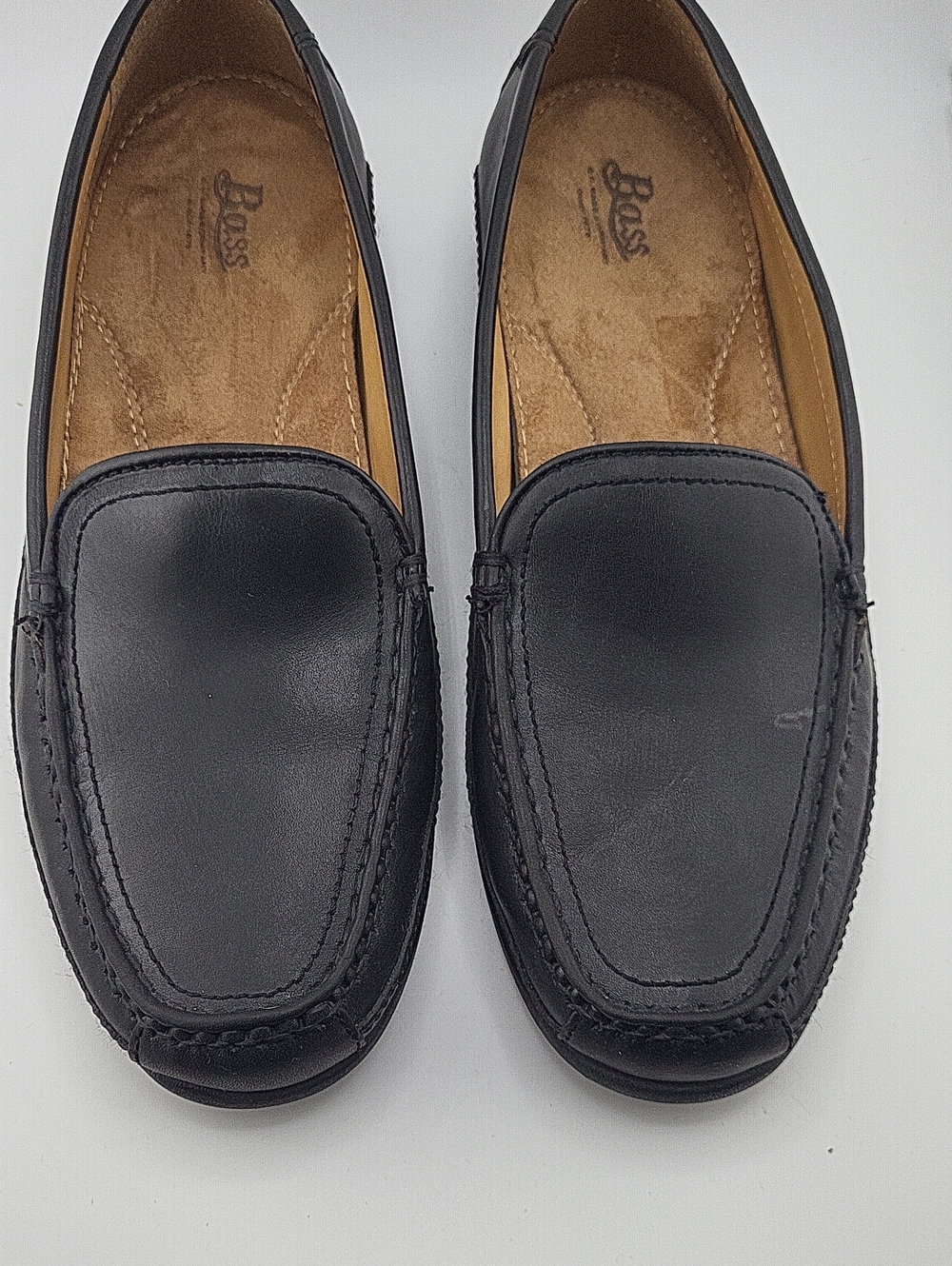 Bass Black Leather Slip-On Moccasin Loafers Men 10 1/2 M